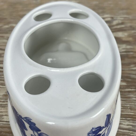 Vtg 1995 Portmeirion Harvest Blue Delft Toothbrush Holder Angharad Menna England - Picture 12 of 14
